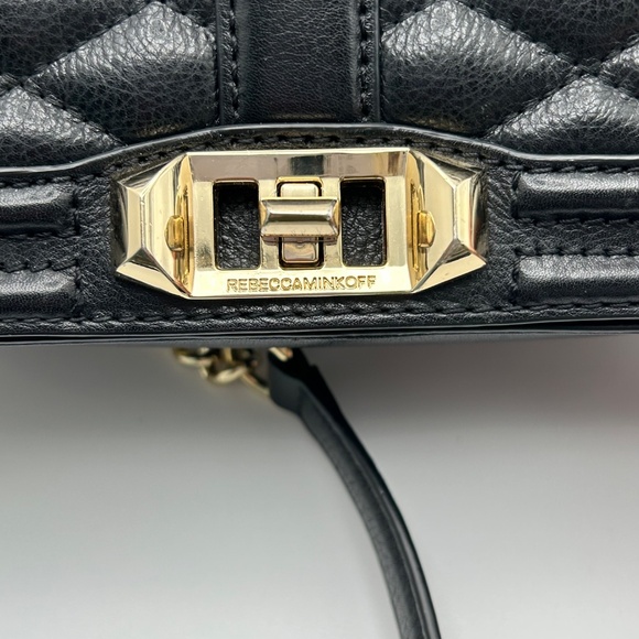 Rebecca Minkoff LOVE Crossbody Black Leather Diamond Quilt EUC - Picture 6 of 14
